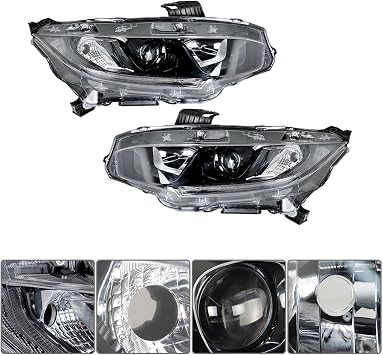 labwork Headlight Assembly Replacement for Honda Civic 2016-2021 Headlights Set Driver & Passenger Side