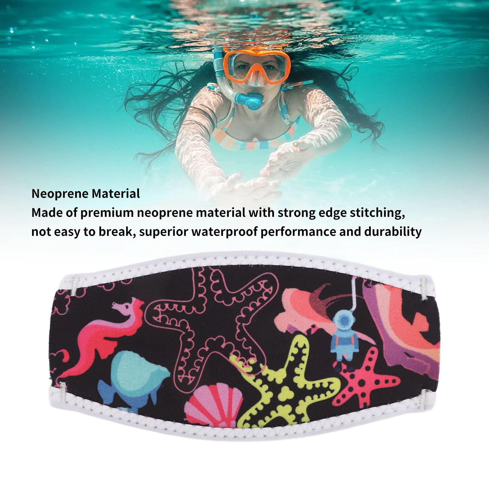 Cubierta de correa para gafas de buceo, neopreno de doble capa, ajustable, impermeable, cómodo, buceador y natación, -, #311