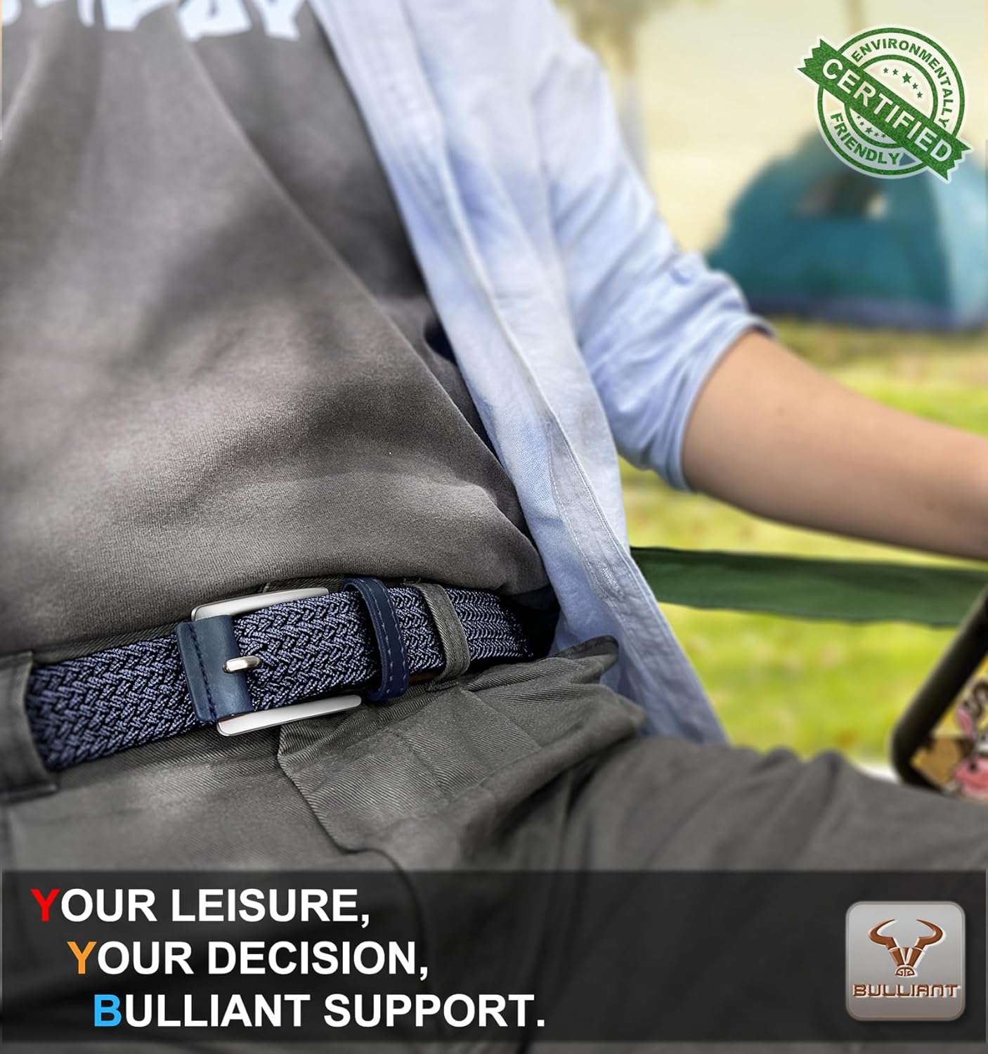 BULLIANT Stretch Belt Men,Mens Gift Woven Braided Web Belt 1 3/8 for Golf Casual Pants Shirts Jeans - Image 6