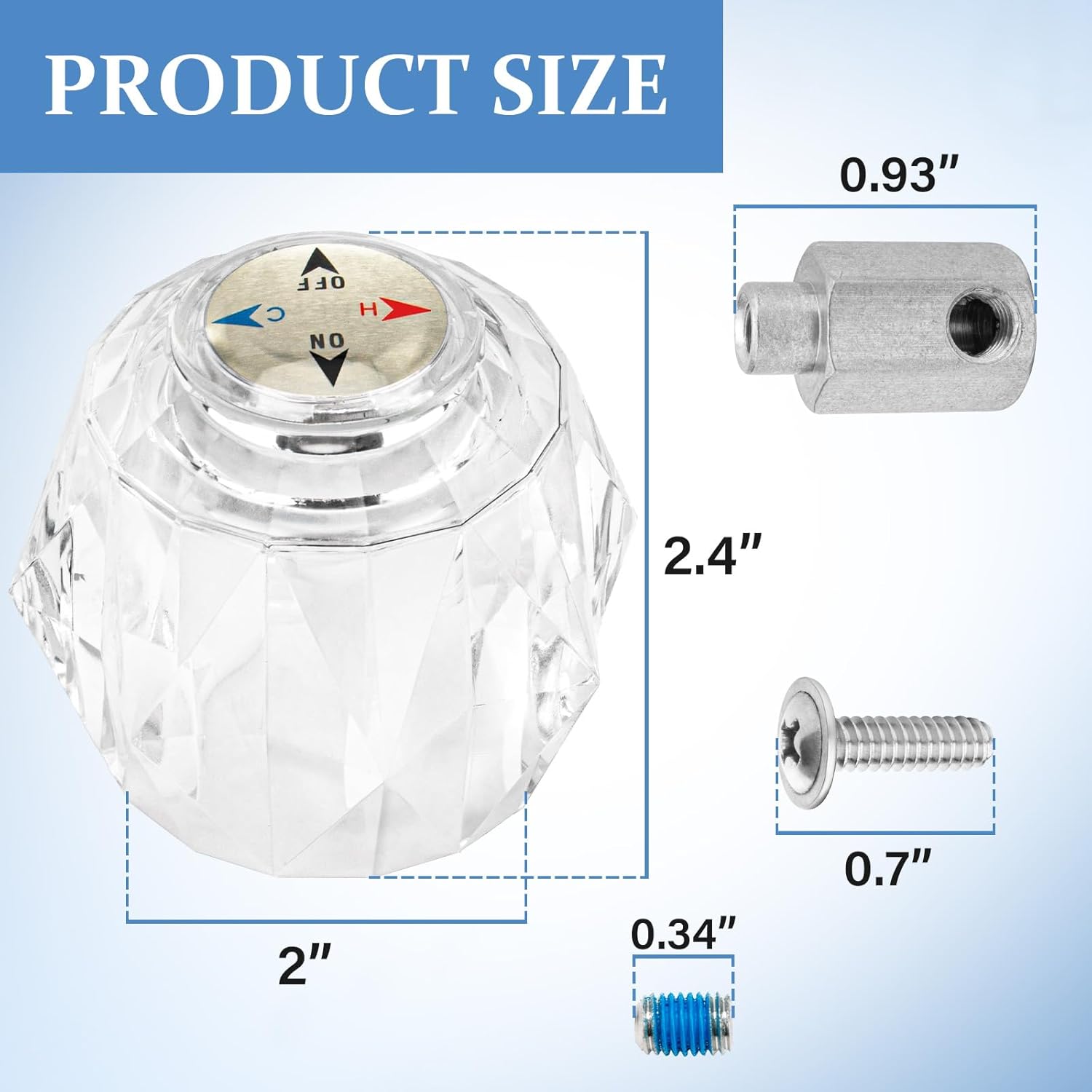 RP41661 Shower Handle Kit Replacement for Delta and Peerless Single Handle Tub Faucets, Clear Acrylic Shower Knob with Button, Screw and Connector