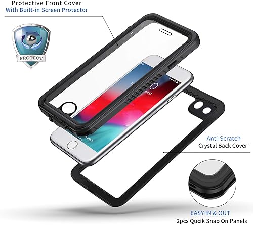 Miniatura 3 de Lanhiem Funda para iPhone 8 Plus, funda para iPhone 7 Plus, funda impermeable IP68, a prueba de polvo, a prueba de golpes, con protector de pantalla