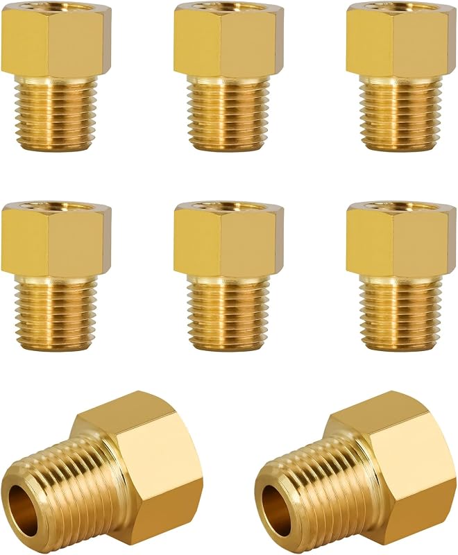 Adaptador de conexão para linha de freio MuHize 1/8" NPT macho para 3/8-24 fêmea em latão – 8 unidades