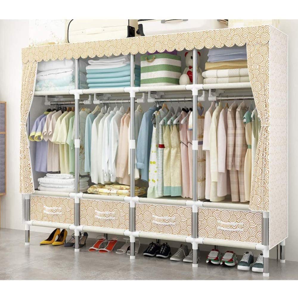 Armoire de rangement portable en tissu avec 8 étagères et 4 tiroirs pour dressing 2M-A