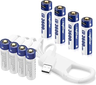 Rapthor AA Akku 1,5V Wiederaufladbar 8er Pack, hohe Leistung, schnelle & langanhaltende USB-C Ladung, 3600mWh für Fernbedienungen, batteriebetriebene Spielzeuge, Tastaturen