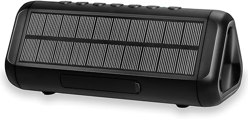 Altavoz solar Bluetooth HD con función de banco de energía de 5000 mAh, tiempo de reproducción inalámbrico de 50 horas, BT5.3, emparejamiento TWS,