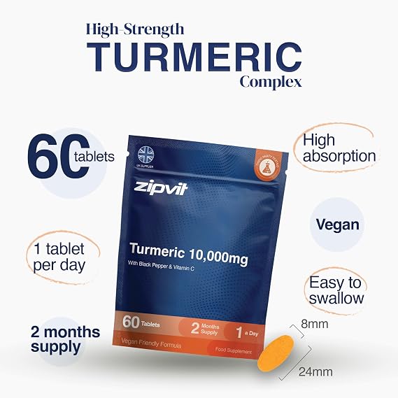 Zipvit Turmeric Tablets 10,000mg with Bioperine Black Pepper & Vitamin C