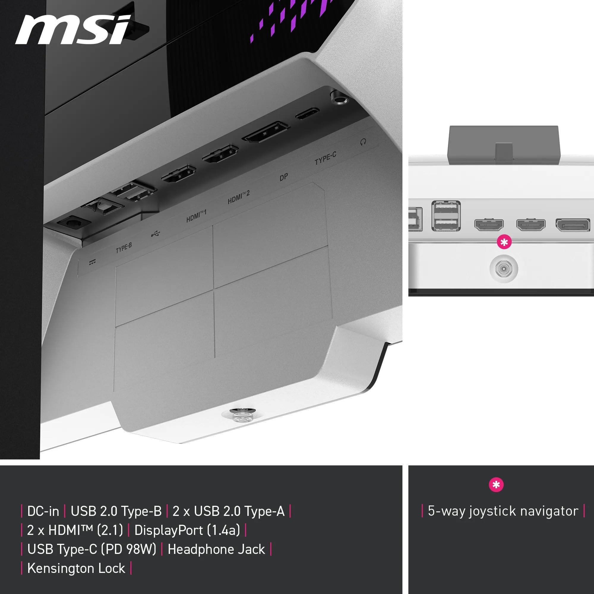 MSI MAG 274URDFW E16M 27" 4K UHD Gaming Display - Szybki panel IPS 3840 x 2160, 0,5 ms, DisplayHDR 1000, Mini-LED, podwójny tryb, HDMI 2.1, DP 1.4a, USB C (PD 98W), regulacja wysokości/nachylenia