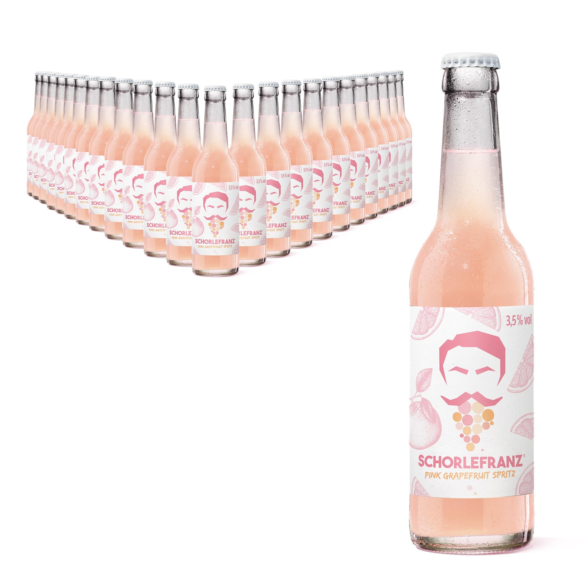 Schorlefranz Weinschorle-Spritz 3,5% vol | Weißweinschorle mit Pink-Grapefruit-Limonade | Bittersüß & Spritzig | Vegan | Mehrwegflasche 0,33l