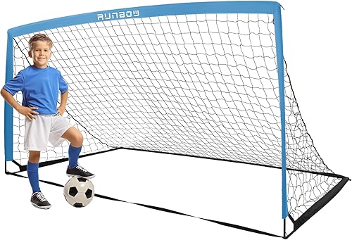 Miniatura 12 de RUNBOW 11x5.5' 9x5' 6x4' FT Kids Soccer Goal with Carry Bag, Portable Folding Soccer Net for Backyard Training, Indoor/Outdoor Use for Youth and
