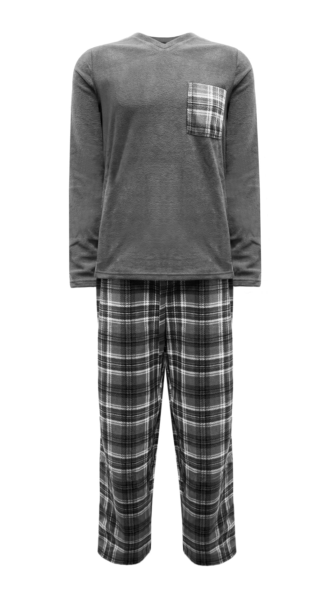 Nikaro Men's Fleece Cozy Thermal Pajamas Warm Cosy and Stylish Pyjamas with Drawstring Bottoms (2XL) Charcoal