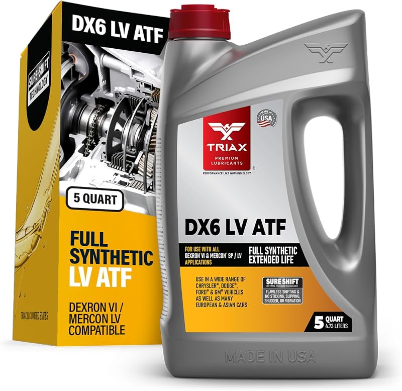 Fluido ATF sintético de baixa viscosidade Triax DX6 LV compatível com Dexron VI e Mercon SP/LV – 4,8 L