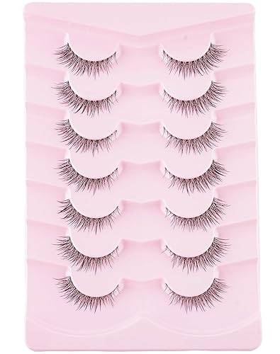 Miniatura 22 de Onlyall Pestañas postizas Wispy 1 para un aspecto natural y acampanado, pestañas suaves y esponjosas, negras, 7 pares D-K06