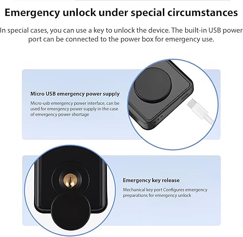 Vista 4 de Cerradura de puerta inteligente, cerrojo de seguridad sin llave, cerradura de puerta de entrada sin llave con 5 métodos de entrada: aplicación