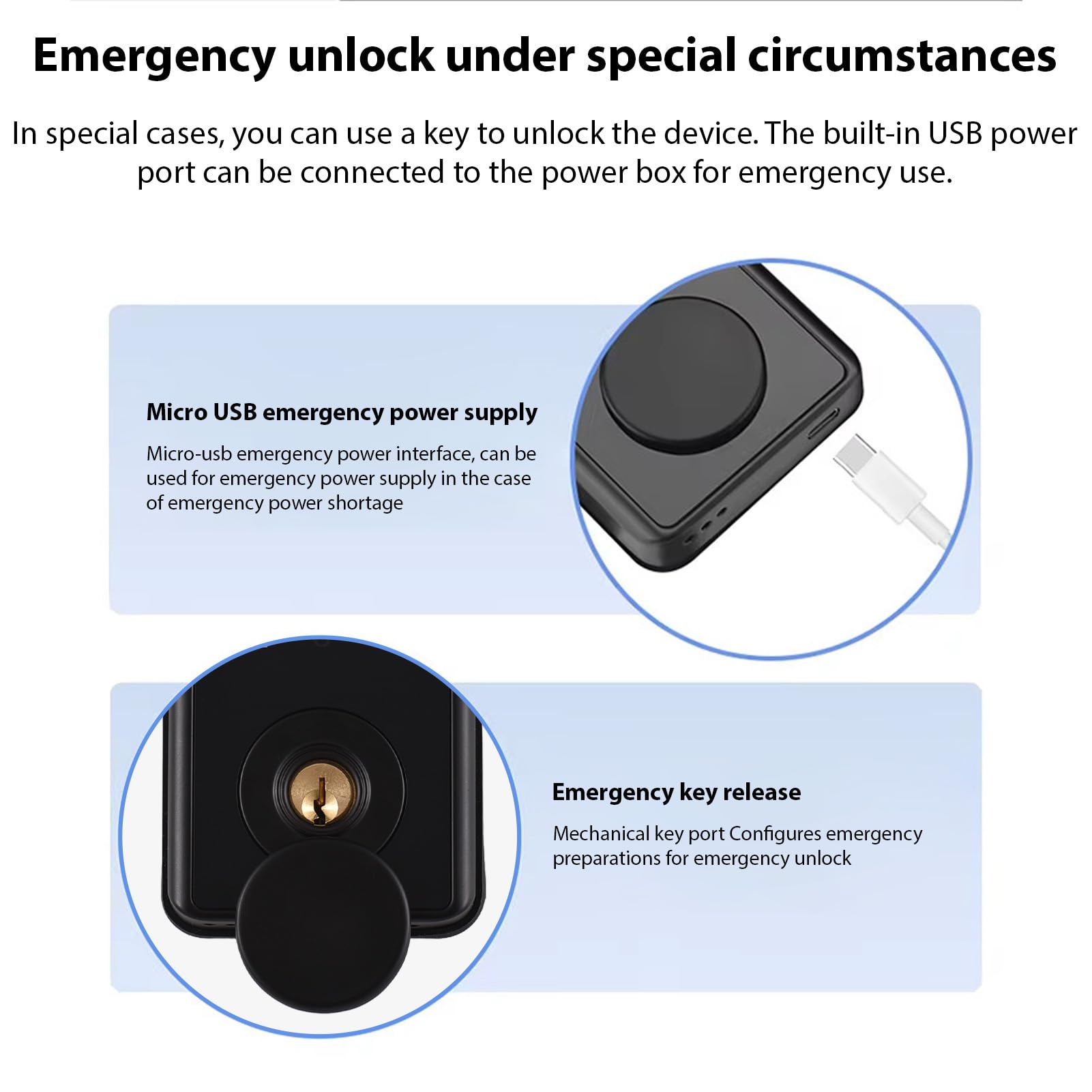 Splenssy Smart Lock BT Keyless Entry Door Lock TY APP Fingerprint Password RFID Card Mechanical Key 5 Unlocking Methods Aluminum Alloy Door Lock for 35-60mm Thickness Office Home Bedroom Door - Image 4