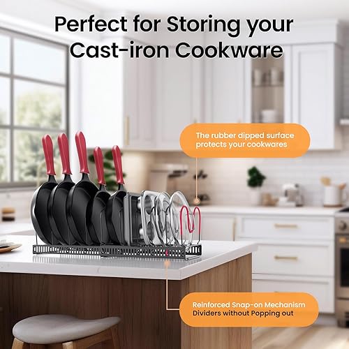 Miniatura 2 de Organizador de tapas para sartenes y ollas expandibles para gabinete, organizador de sartenes sumergido en goma para organizadores de gabinetes de