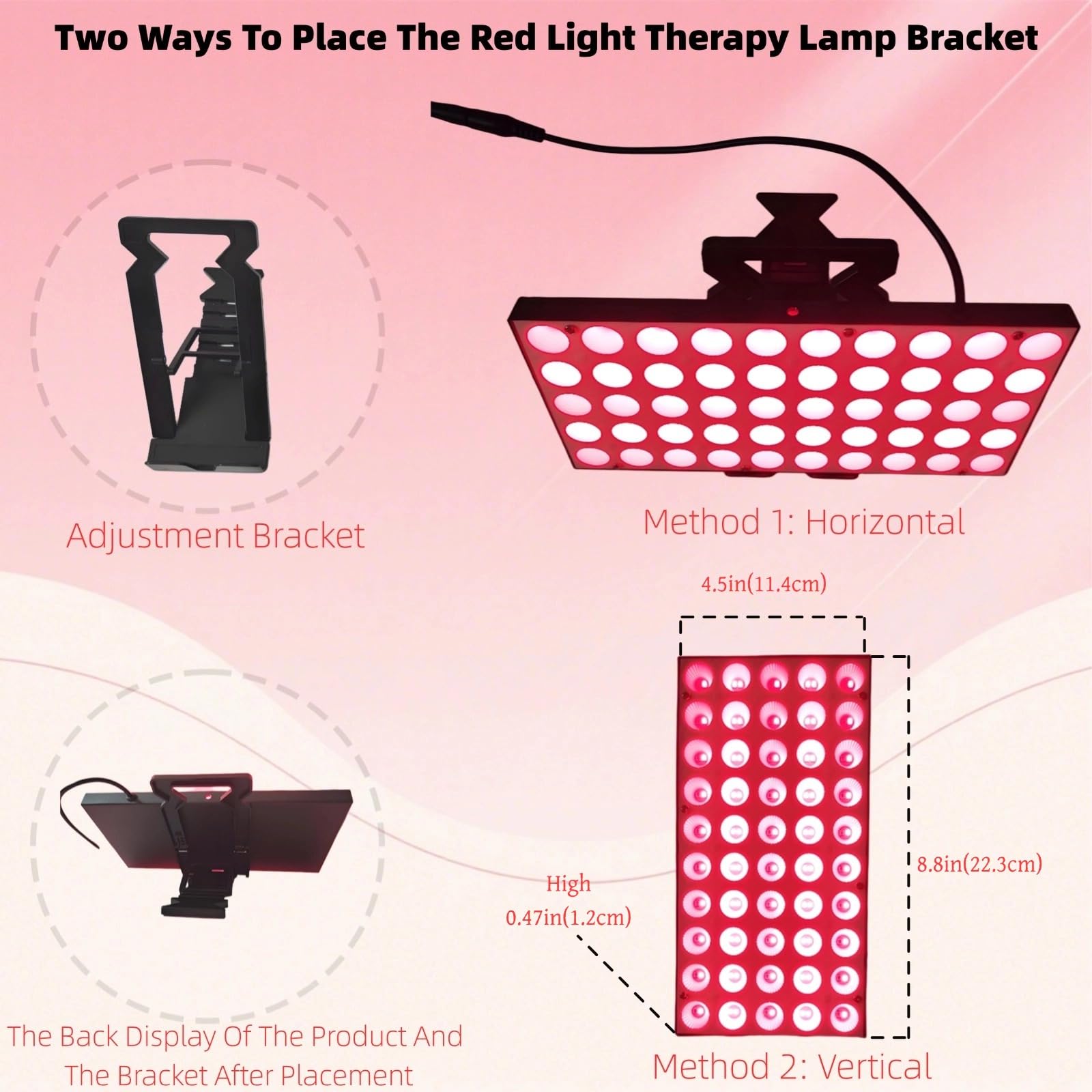 Lampa terapeutyczna światłem czerwonym 30 W, 100 diod LED, panel bliskiej podczerwieni o podwójnej długości fali 660 nm i 850 nm, z regulowanym stojakiem, 5-poziomową jasnością i timerem, goglami