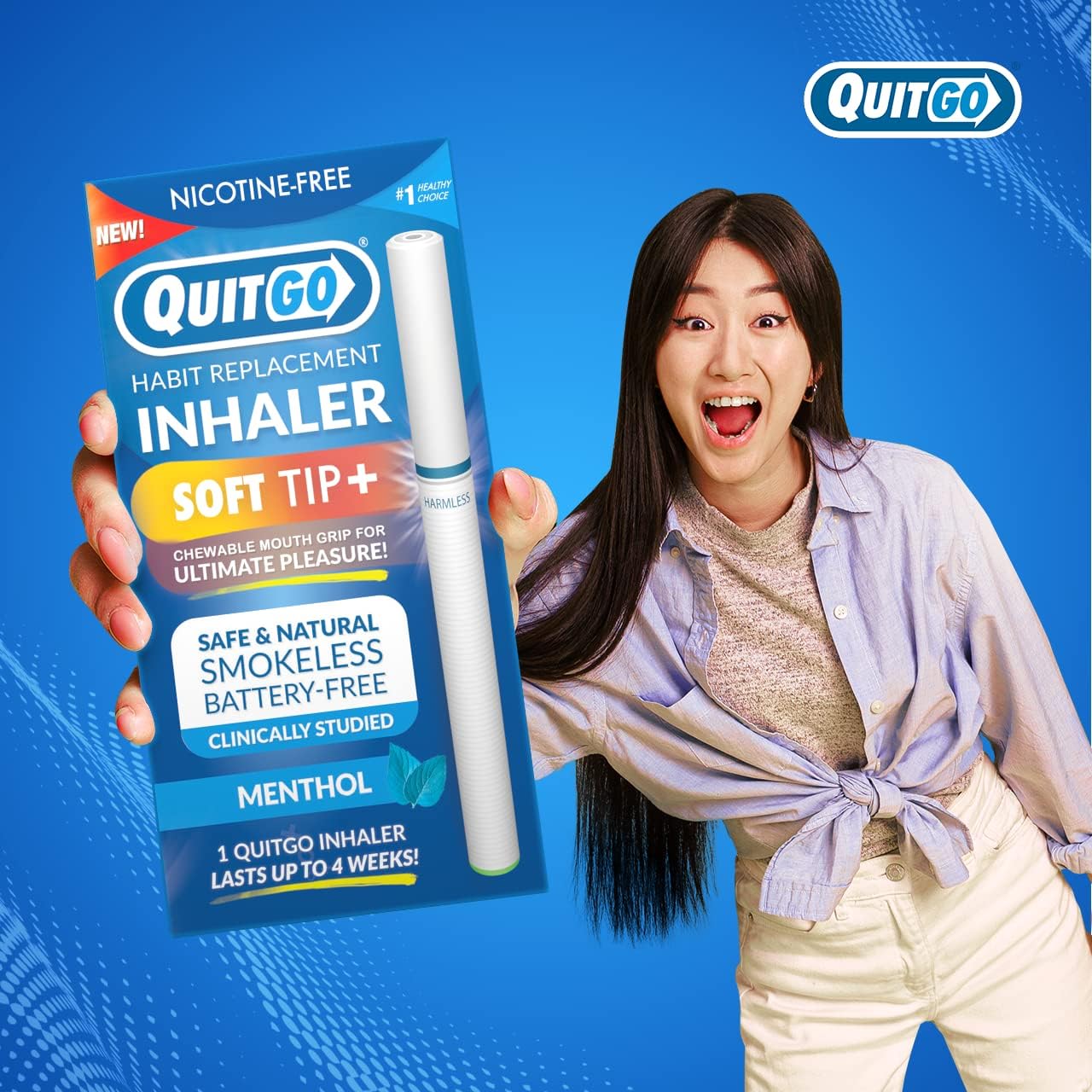 QuitGo Habit Replacement Inhaler with Soft Tip Chewable Mouth Grip, Oral Fixation Support, Clinically Studied Made in USA (Menthol, 1 Pack)