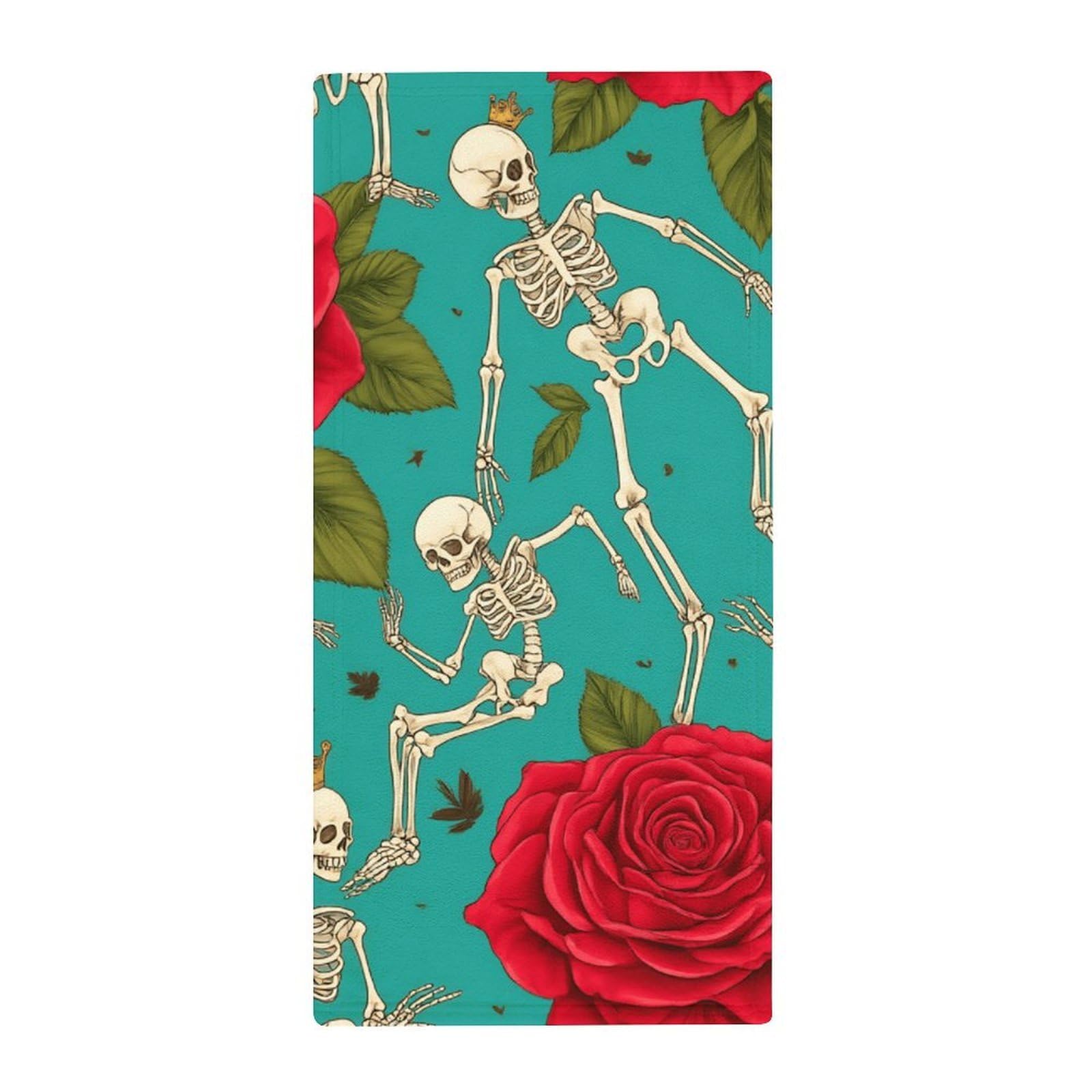Anceky Professional Spa Face Towels, Flower Skeleton Skull Super Soft Hand Towels for Hotels, Yoga & Luxury Bathrooms