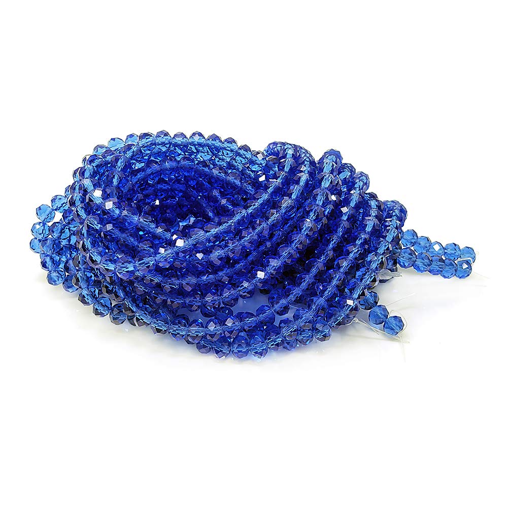 6mm Sapphire Blue Rondelle Glass Beads for Jewelry Making 720pcs Faceted Briolette Shape Crytal Spacer Beads Assortments Supplies Accessories for Bracelet Necklace