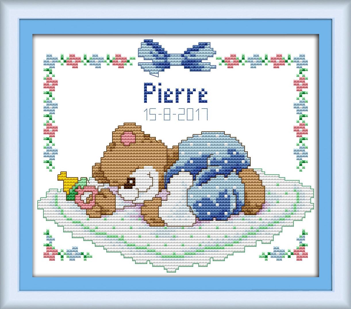 Gofission 11ct Stamped Cross Stitch Kits for Adults Beginners, Sleeping Baby Bear DIY Pre Printed Cross Stitch Embroidery Set with Accessories Wall Decor 32x26cm (Bear) โ image 1
