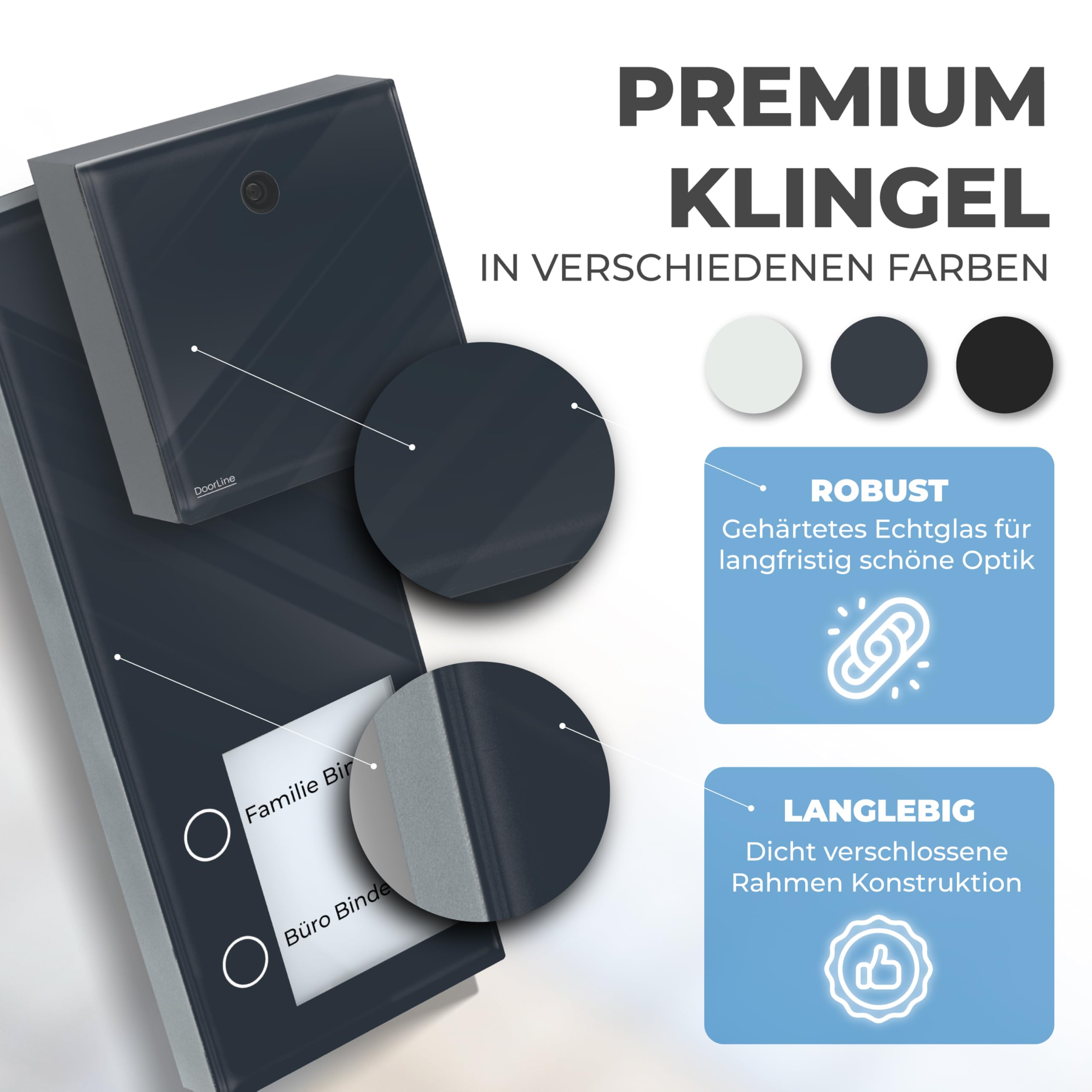 Timbre de Puerta con cámara, Fabricado en Alemania | Transmisión de imágenes inalámbrica, conexión DECT, antracita, timbre de puerta inalámbrico, compatible con Fritz!Box