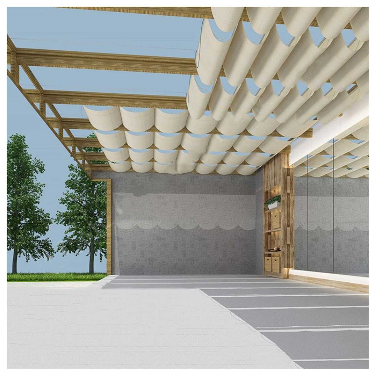 Toldo vela de sombra retráctil con ondas HDPE de ancho 2,2m para patio y jardín