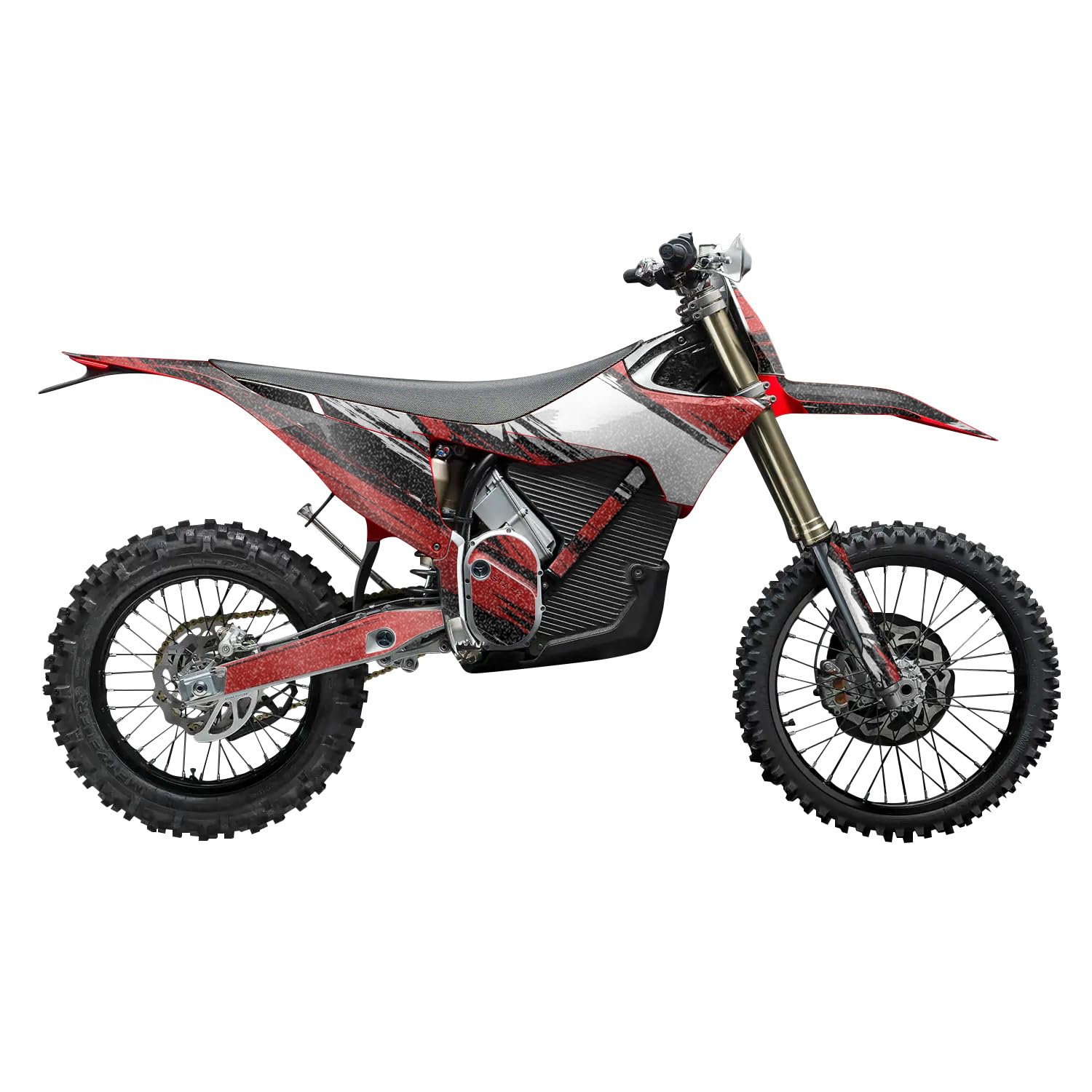 Glossy Glitter Stark Varg MX 2023-2025 Graphics Kit Wrap - Grunge Stripe Red - Varg MX Skin - Premium 3M Vinyl Protective Wrap Decal Cover - Easy to Apply | Crafted in The USA by MightySkins