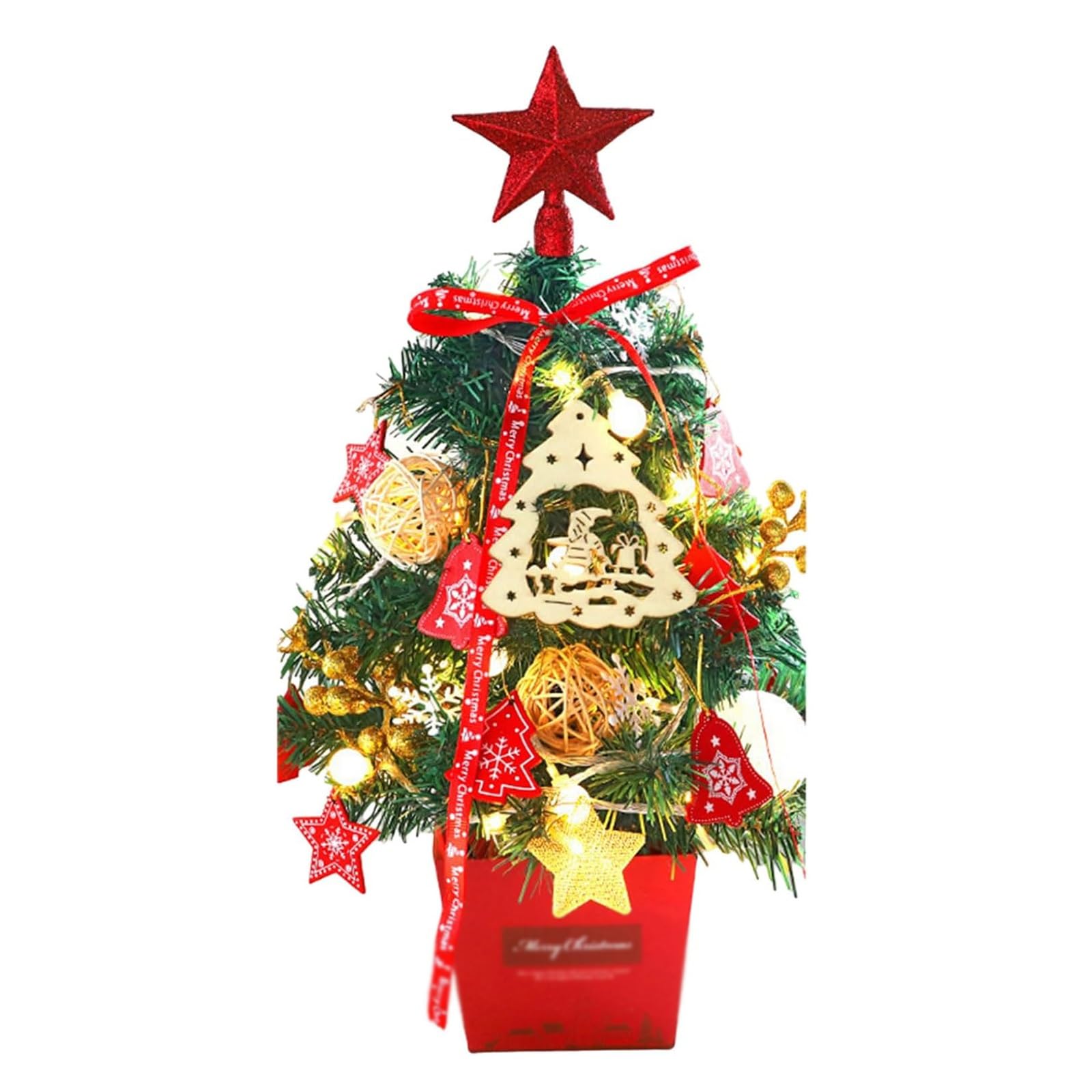 1 piccolo albero di Natale illuminato con luci, decorazione for albero di Natale da tavolo Piante artificiali(Style 1)