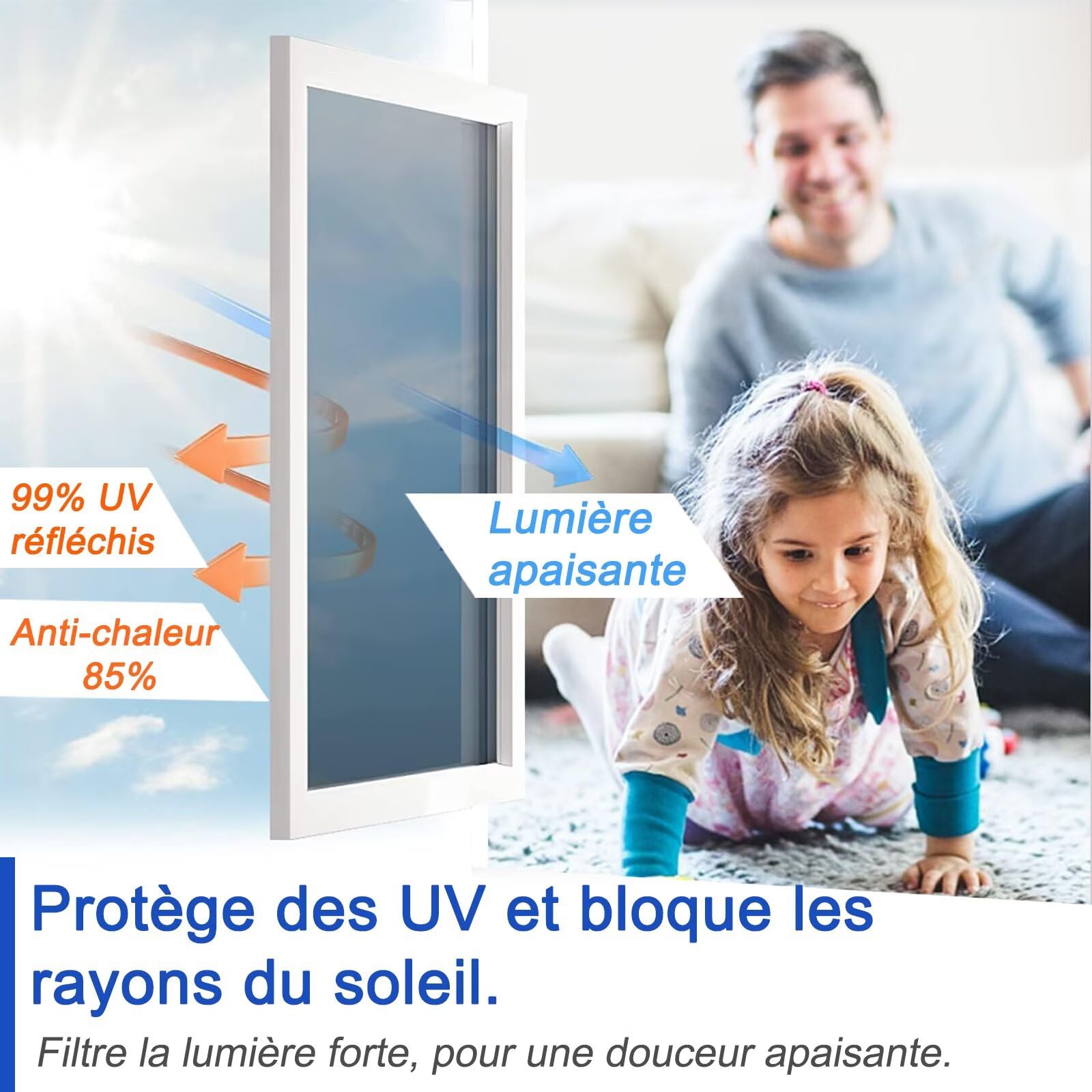 Film Miroir pour Fenetre 44.5x200cm Anti Regard Adhesif Effet Miroir sans Tain Brise Vue Anti Chaleur Anti UV Argenté