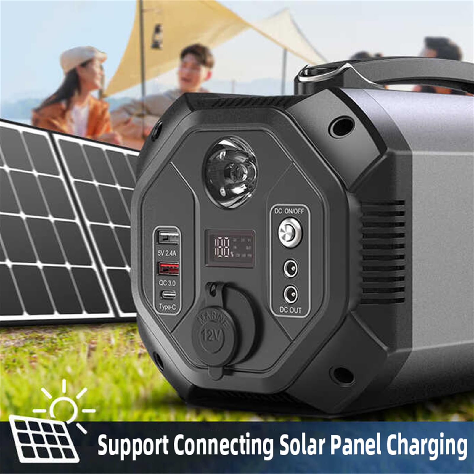 Estación de energía portátil de 500 W, generador de 444 Wh/120 000 mAh, batería de Litio de Respaldo, Onda sinusoidal Pura, generador Solar para Acampar al Aire Libre