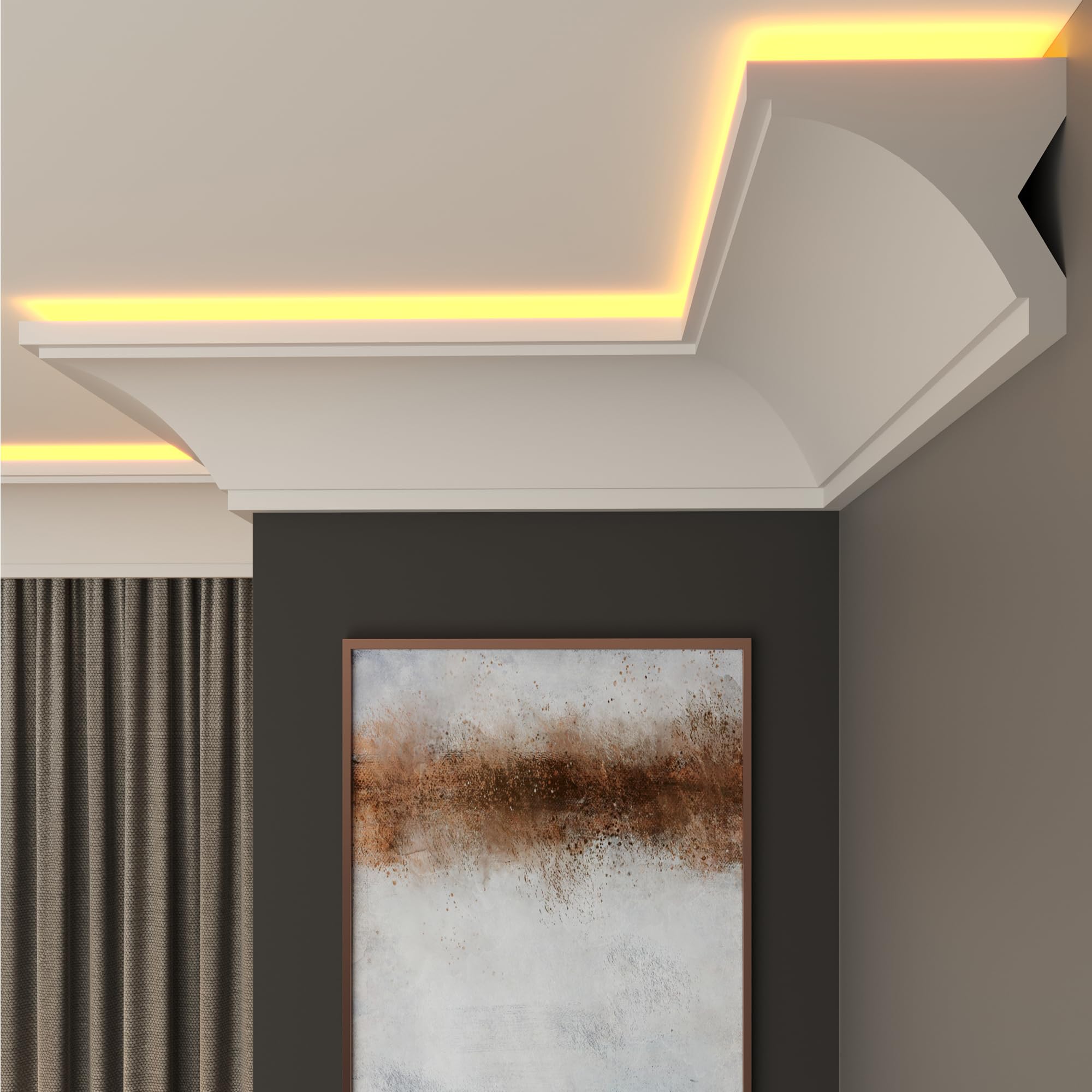 FAST DECOR LED Cornice Coving for Ceilings, Premium Extruded Polystyrene Ceiling Moulding Trim, Lightweight and Paintable Decorative Coving, Durable LED Lighting Coving (CLP16, 2M (1 Length)) โ image 1