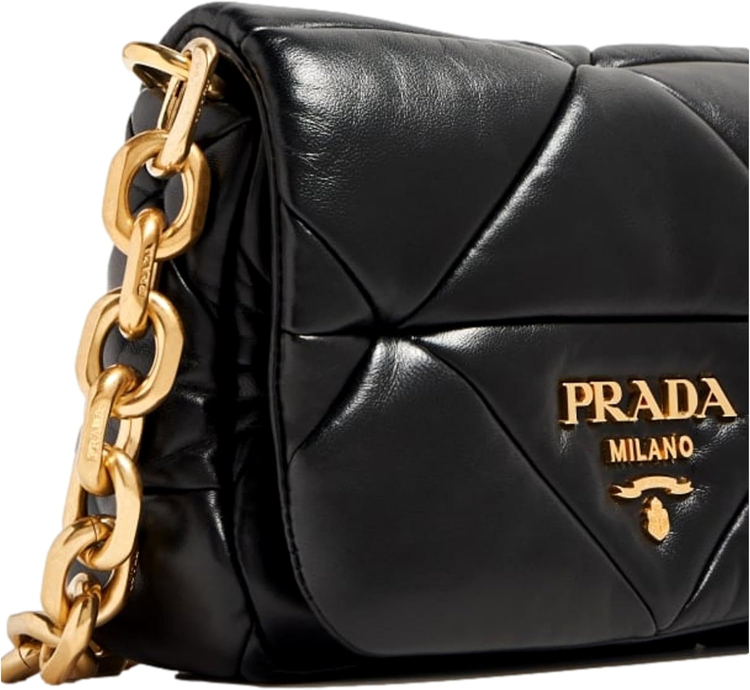 Prada Women's Gold Logo Black Quilted Nappa Patch New Zealand Ubuy