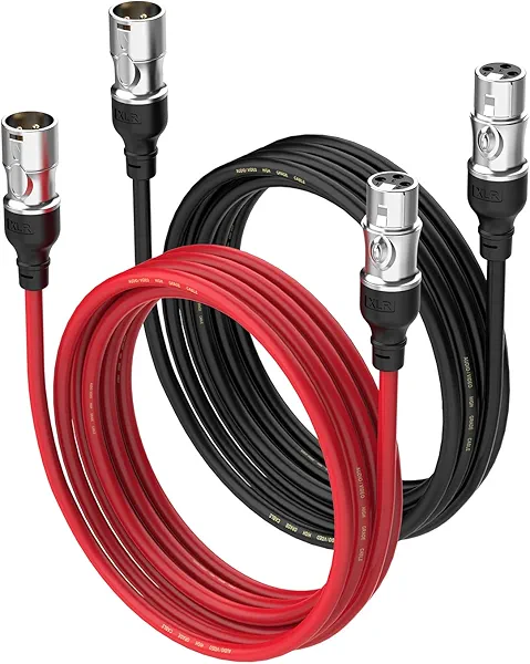 Zibee XLR 6ft Cables 2pack,Male to Female Gold-Plated 3 Pins Mic Cable for Recording Studio, Speaker,Home podecast,Recording Studios