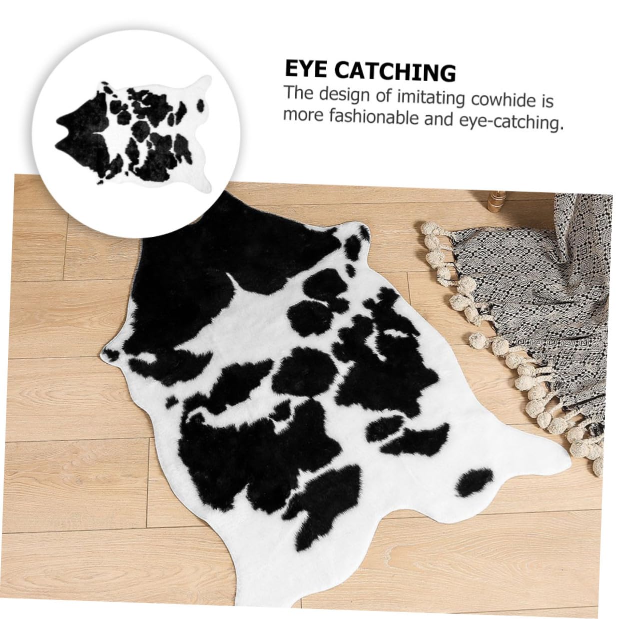 Veemoon Tapis de Salon Anti-dérapant en Polyester Imitation Peau de Vache Style et Multifonctionnel Décoratif et Chaud pour Chambre ou Salle à Manger