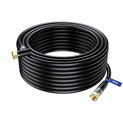 Coaxial Cable RG6 Right Angle 90°, 100 ft, Coax Cable FType Triple