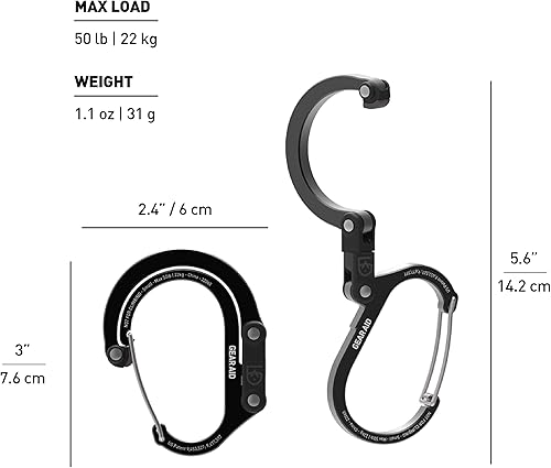 Miniatura 7 de GEAR AID HEROCLIP Mosquetón Clip y gancho (Mini) para viajes, equipaje, bolso y bolsas pequeñas