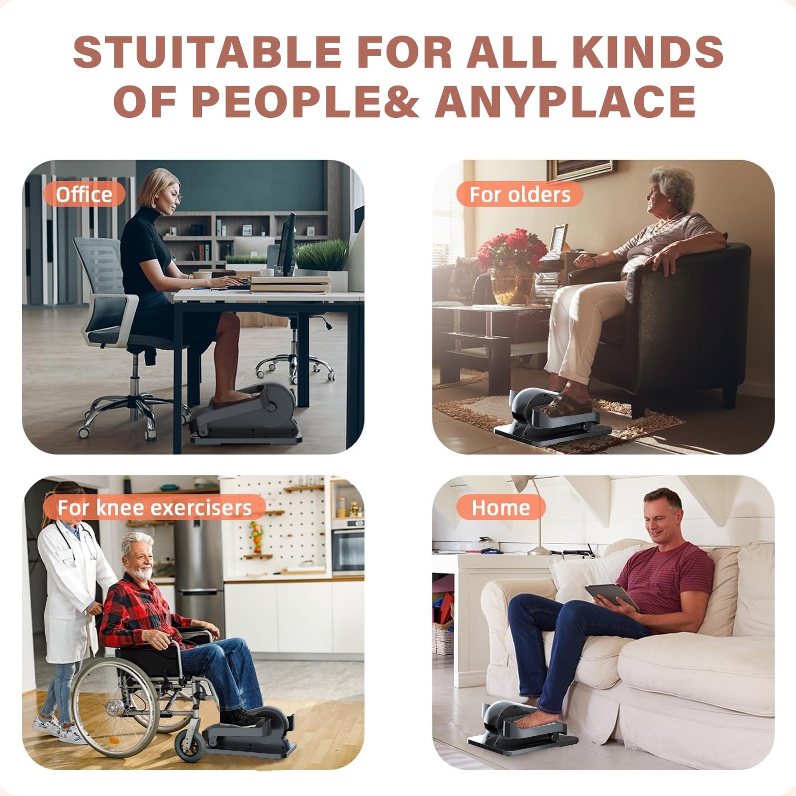 TODO Exerciseur Pédale Elliptique sous Le Bureau, Exerciseur Elliptique avec Télécommande, Vitesse Réglable, Pédale Antidérapante, Mini Elliptique, Pédales Electrique pour Les Seniors et Les Adultes