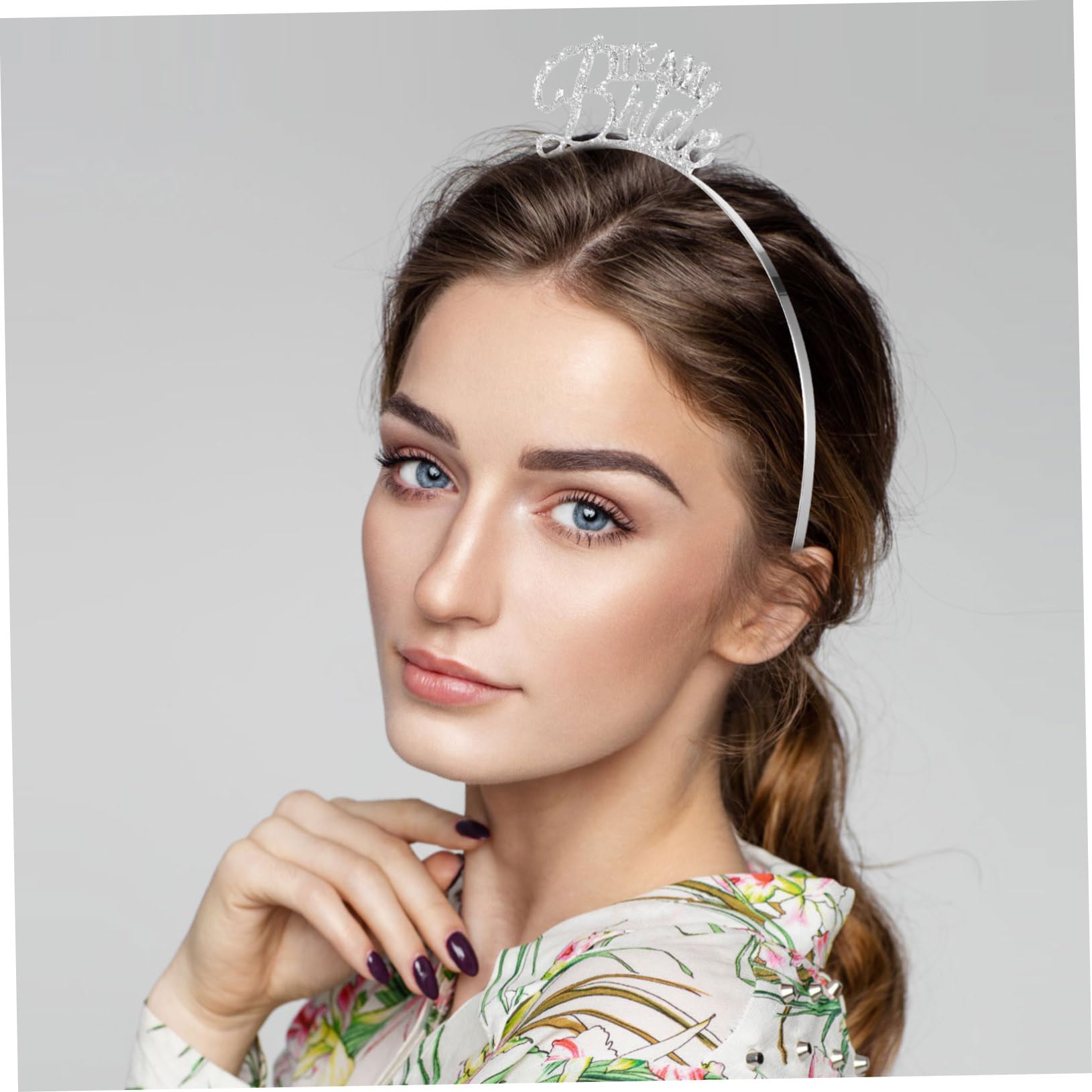 WOONEKY Cerchietto in Metallo Argento 3 Pezzi per Bride Team, Accessori Chioma per Single Party Hair Hoop e Bachelor Party Fermacapelli Resistente