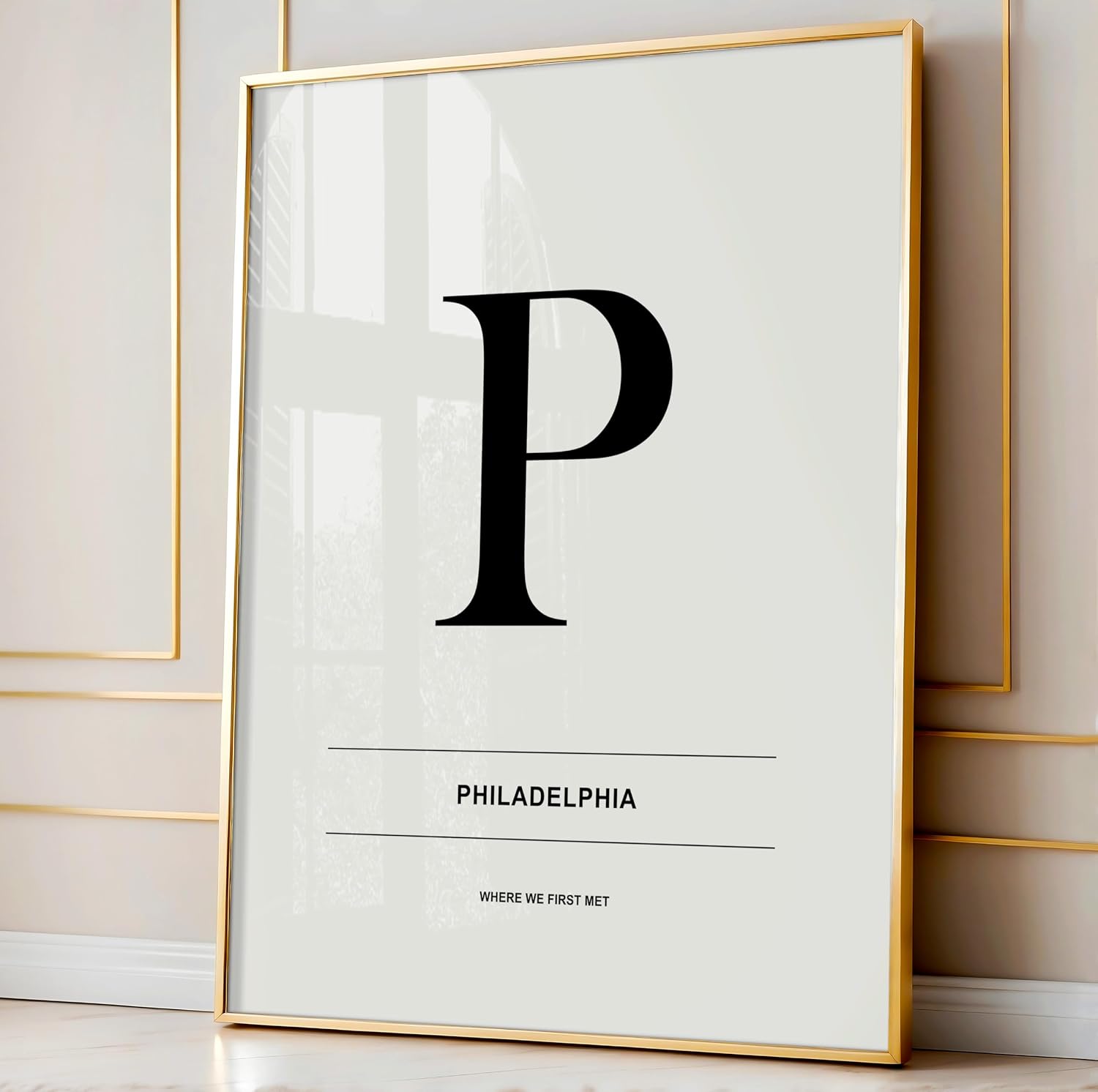 Poster Master Personalized Letter P City Print, Customized Typography Poster and Canvas, Minimal Art, Gift for Loved Ones, Couples, Available in 8x10 to 30x40