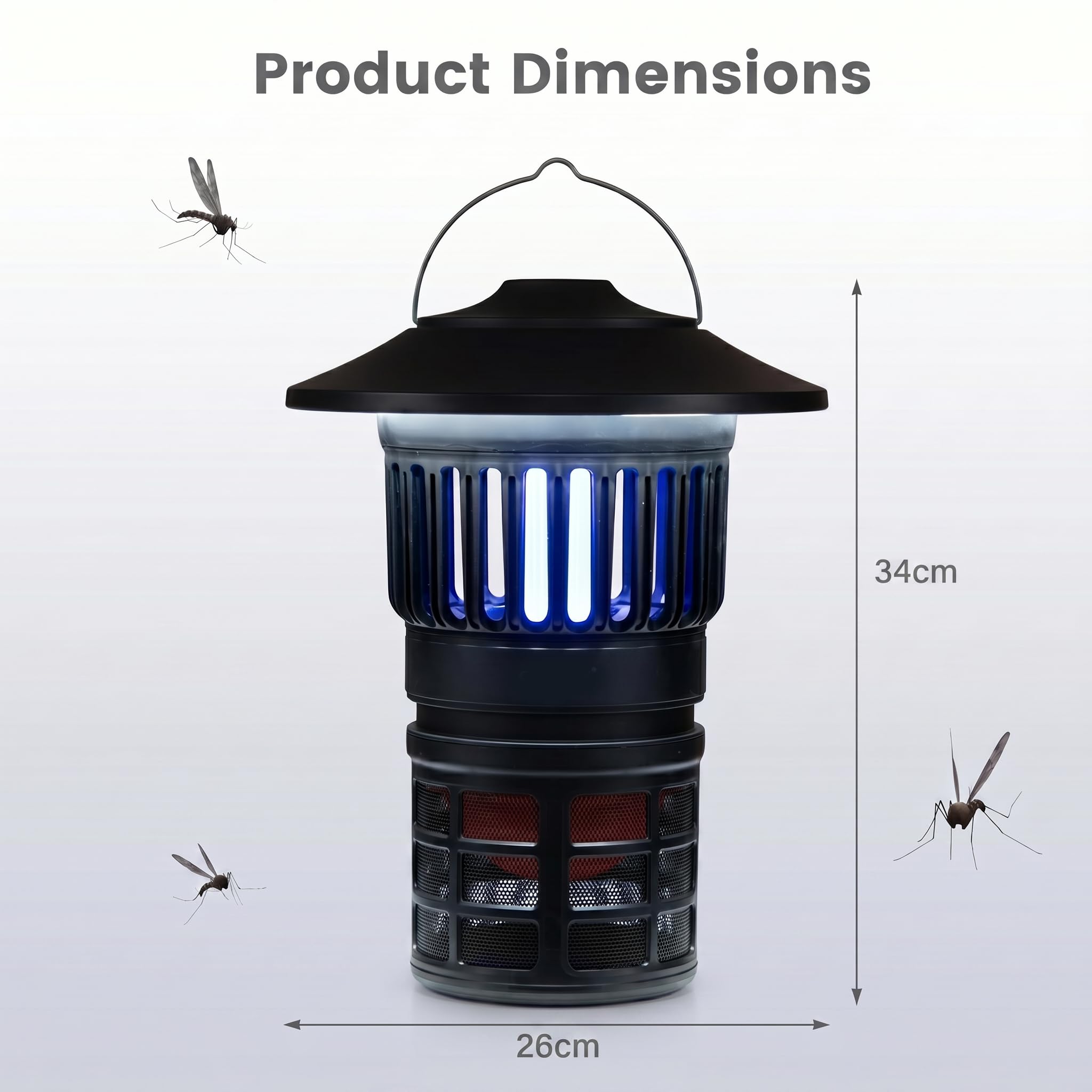 HOMASIS 2 en 1 Lámpara Antimosquitos Exterior con Luz, Captura Moscas Insectos con Ventilador y Batería Recargable de 2000 mAh, Trampa para Mosquitos de Interior y Exterior, Patio, Terraza, Jardín
