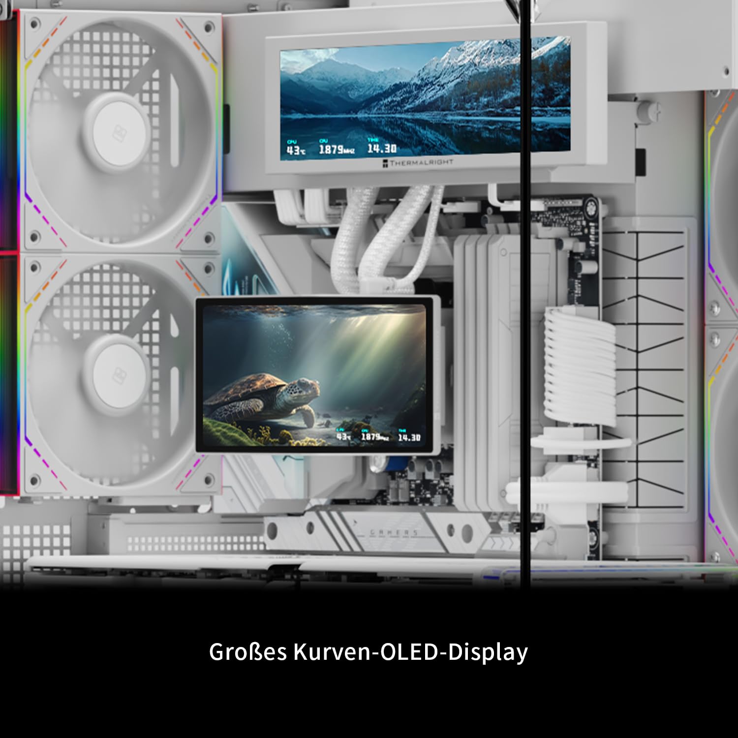 Thermalright Levita Vision 360 ARGB White - Ventola di raffreddamento per CPU AIO, ventola senza fili, schermo curvo con risoluzione di 2400 x 1080, per AM4/AM5, Intel LGA1851/1700, schermo 3D da 6,67