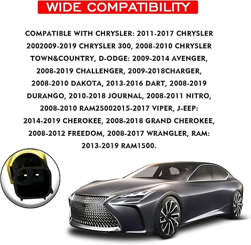 Miniatura 4 de Sensor de temperatura del refrigerante del motor, OEM # 5149077AB Sensor de temperatura del agua compatible con Chrysler, Grand Cherokee, Jeep