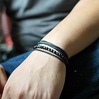 Vista 370 de Handmade Natural Stone Beaded Healing Bracelet Gift for Men Adjustable Rope String Bracelet (picasso jasper, Adjustable)