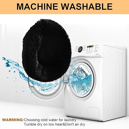 Miniatura 6 de Cama para perros calmantes para perros pequeños, medianos y grandes, cama redonda lavable con forma de dona, antideslizante, de piel sintética