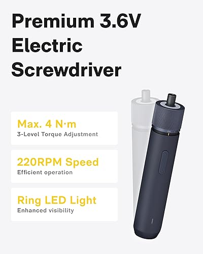 Miniatura 2 de HOTO Kit de herramientas de 18 piezas, destornillador eléctrico con LED, 3 torque, 10 bits, kit de herramientas básicas para el hogar, compacto y