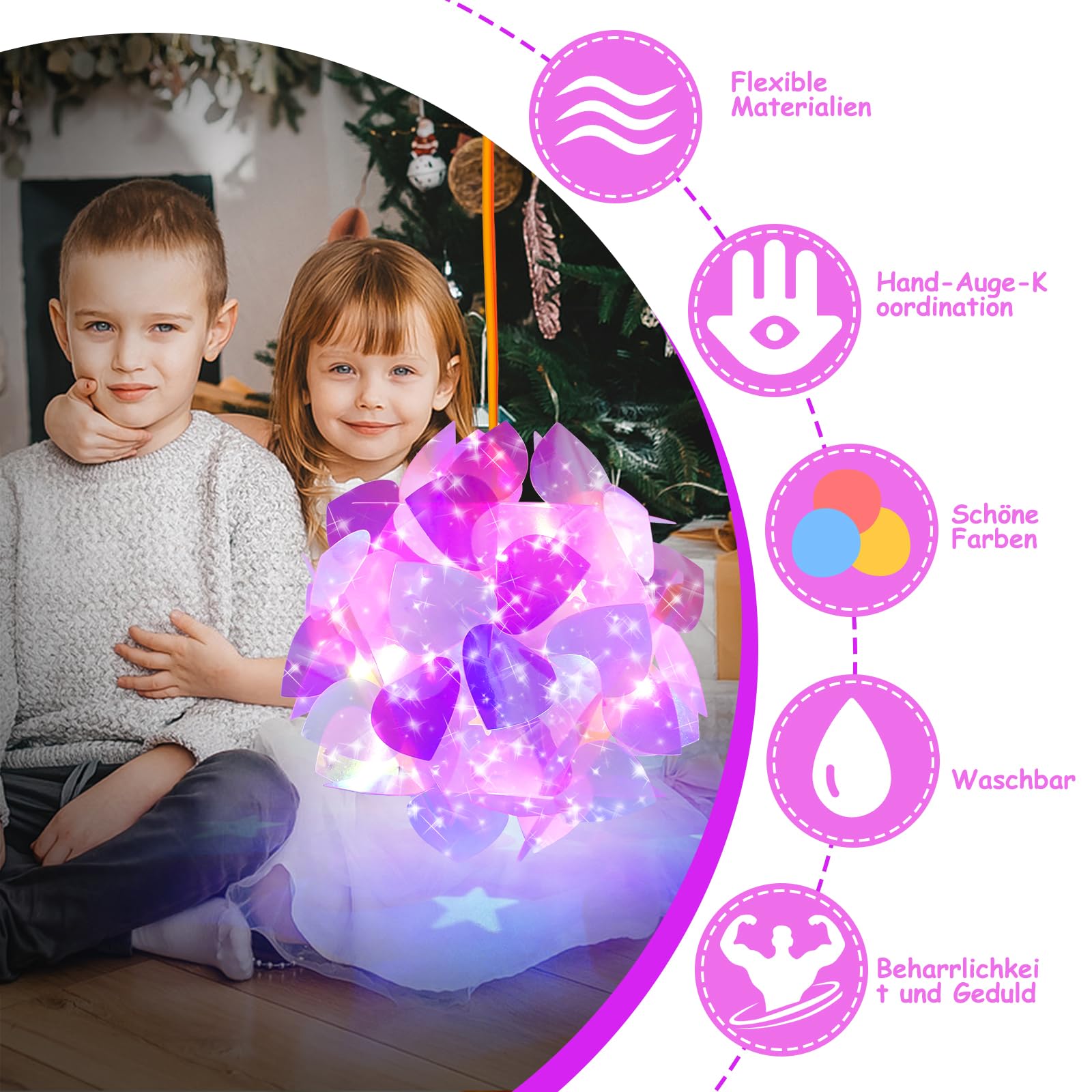 4-teiliges Set Mini LED Laternenlichter Mit Holzstäben - Warmweißes Deko-Licht Für St. Martin & Halloween