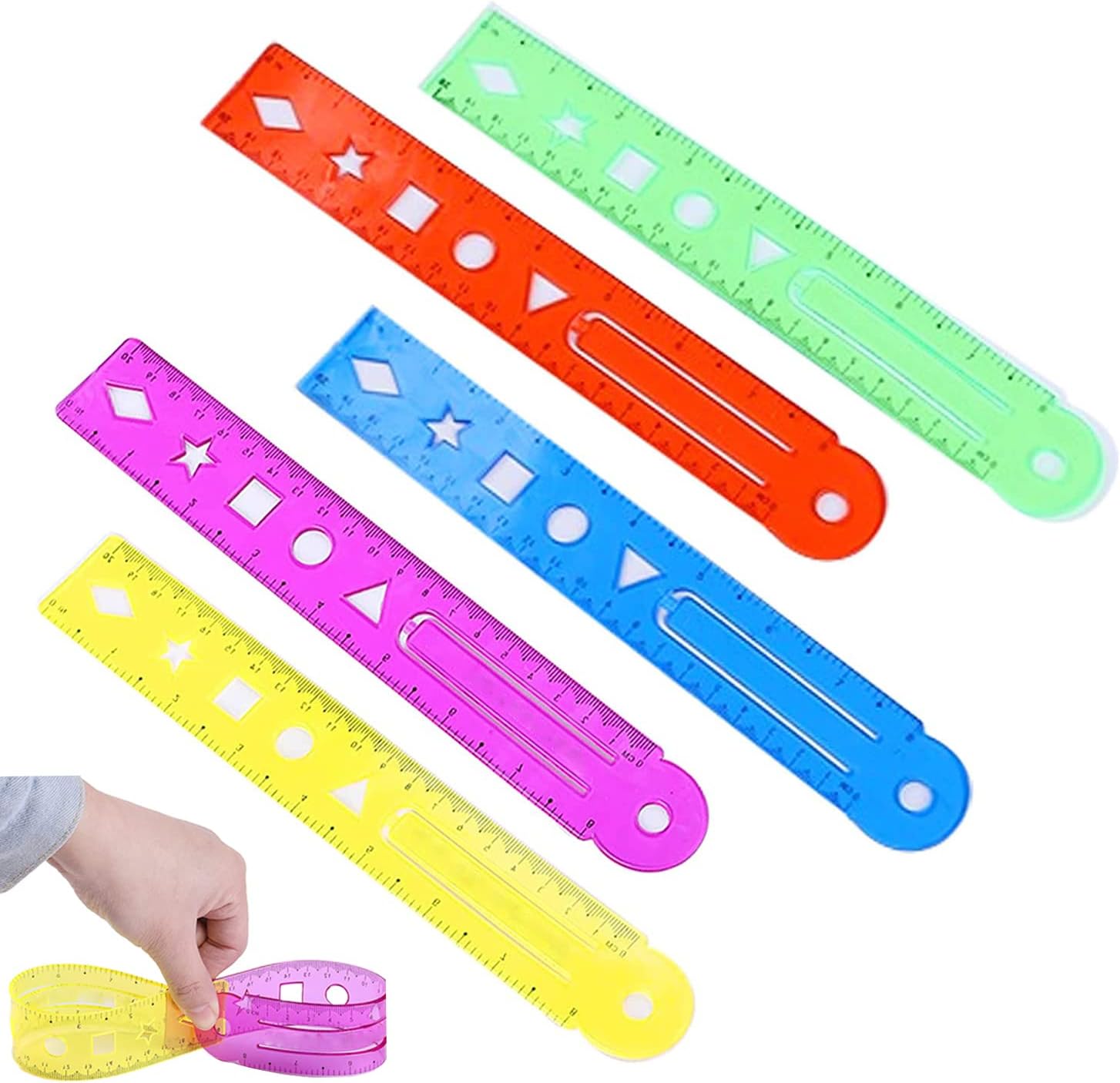 acdokuk 5 PCS Translucent Shatterproof Flexible Ruler, Mixed Pack of 5 ...