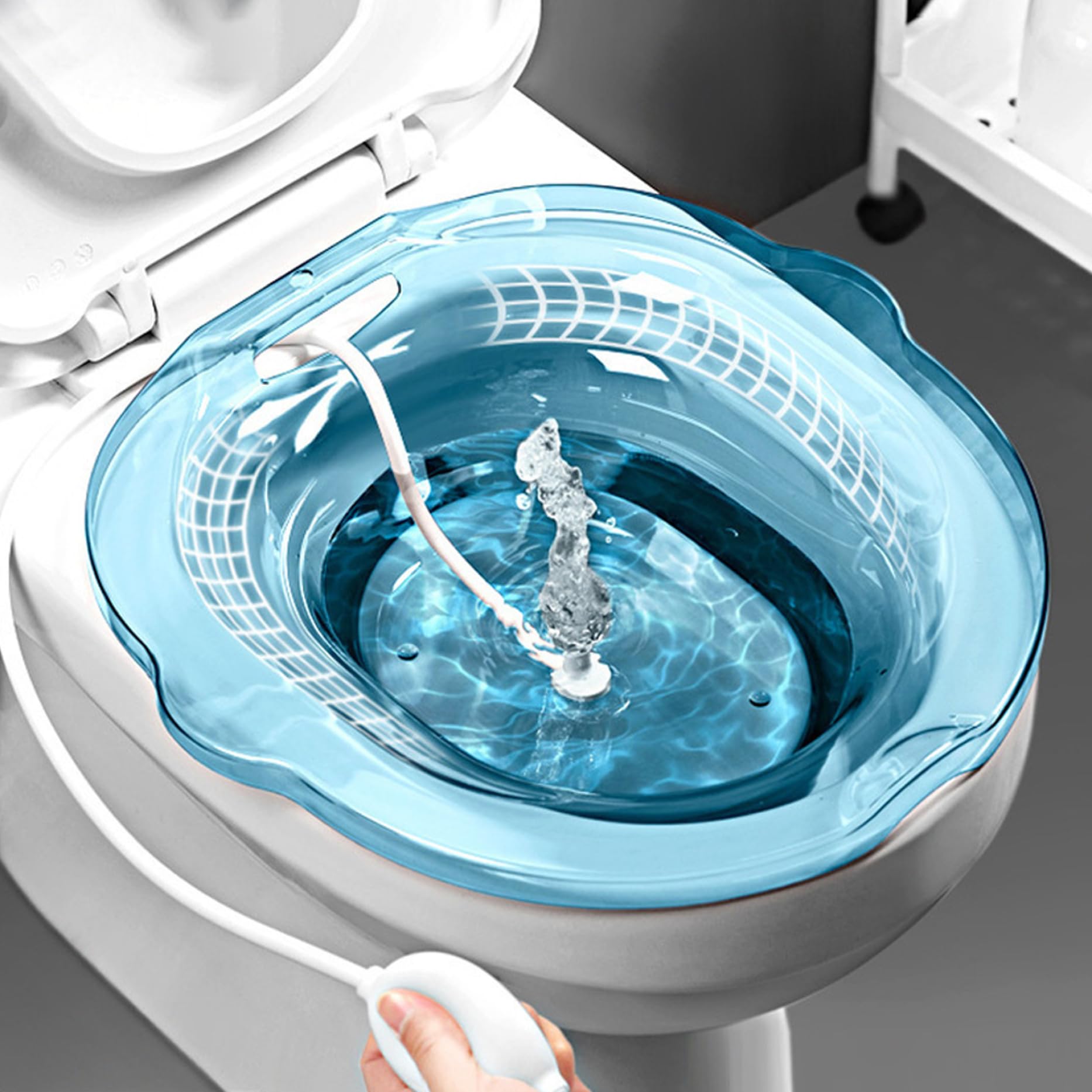 Baño Sitz para el inodoro, 2 piezas de bañera Sitz con más descaro, lavabo del asiento del inodoro para azul posparto, inodoros de inodoro, baño de sits para hemorroides, bañeras de sits con agujeros