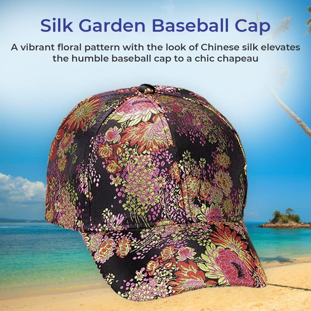 SAGEFINDS Silk Garden Baseball Cap | All-Over Print | Chinese Silk Pattern | Fashion Accessory | 100% Polyester | Hat Adjusts to Fit Most Multicolor - Image 2