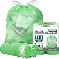 Vista 10 de 100 bolsas de basura pequeñas de 4 galones, con cordón, bolsas de basura pequeñas negras para baño, cocina, oficina, dormitorio, sin perfume